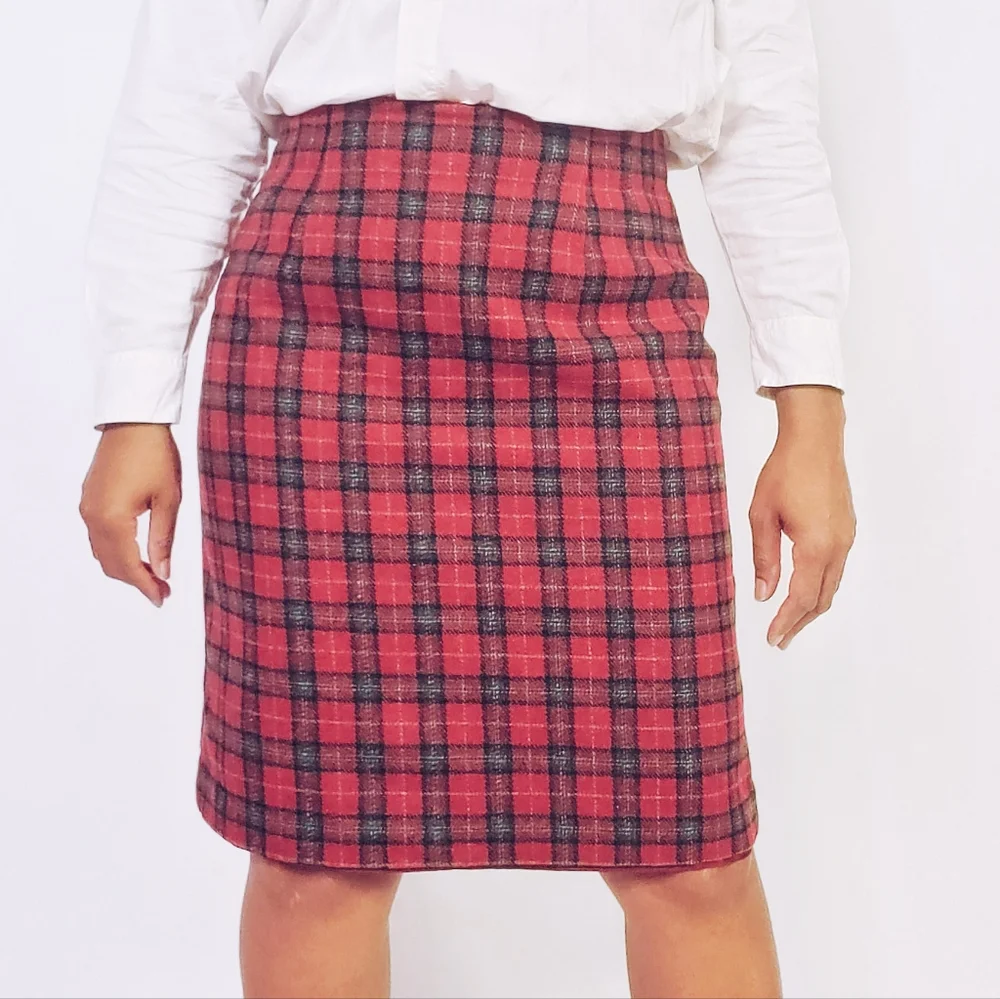 Plaid Wool Skirt - Picture 2 of 8